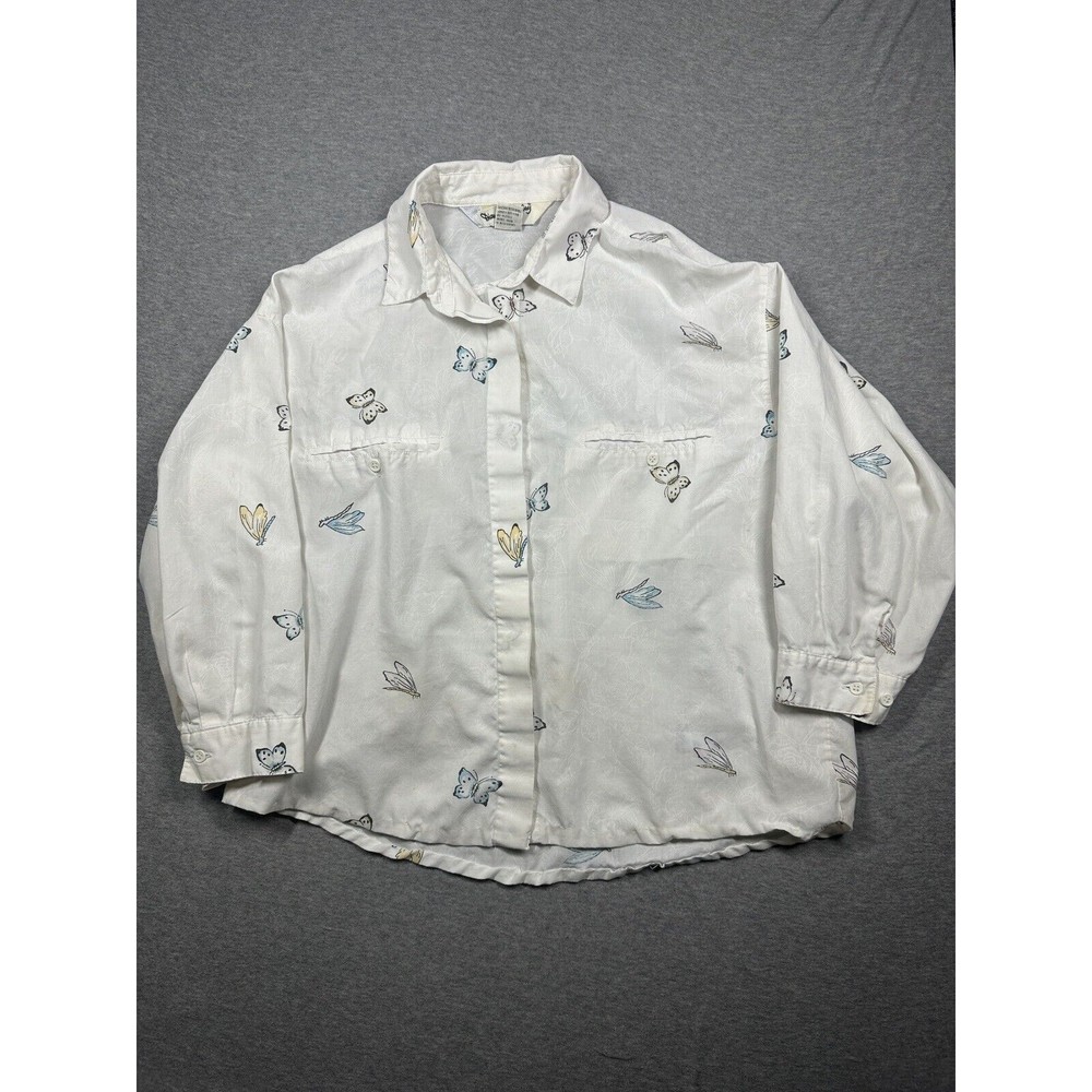 Diane Von Furstenberg Butterfly Print Blouse Size Medium